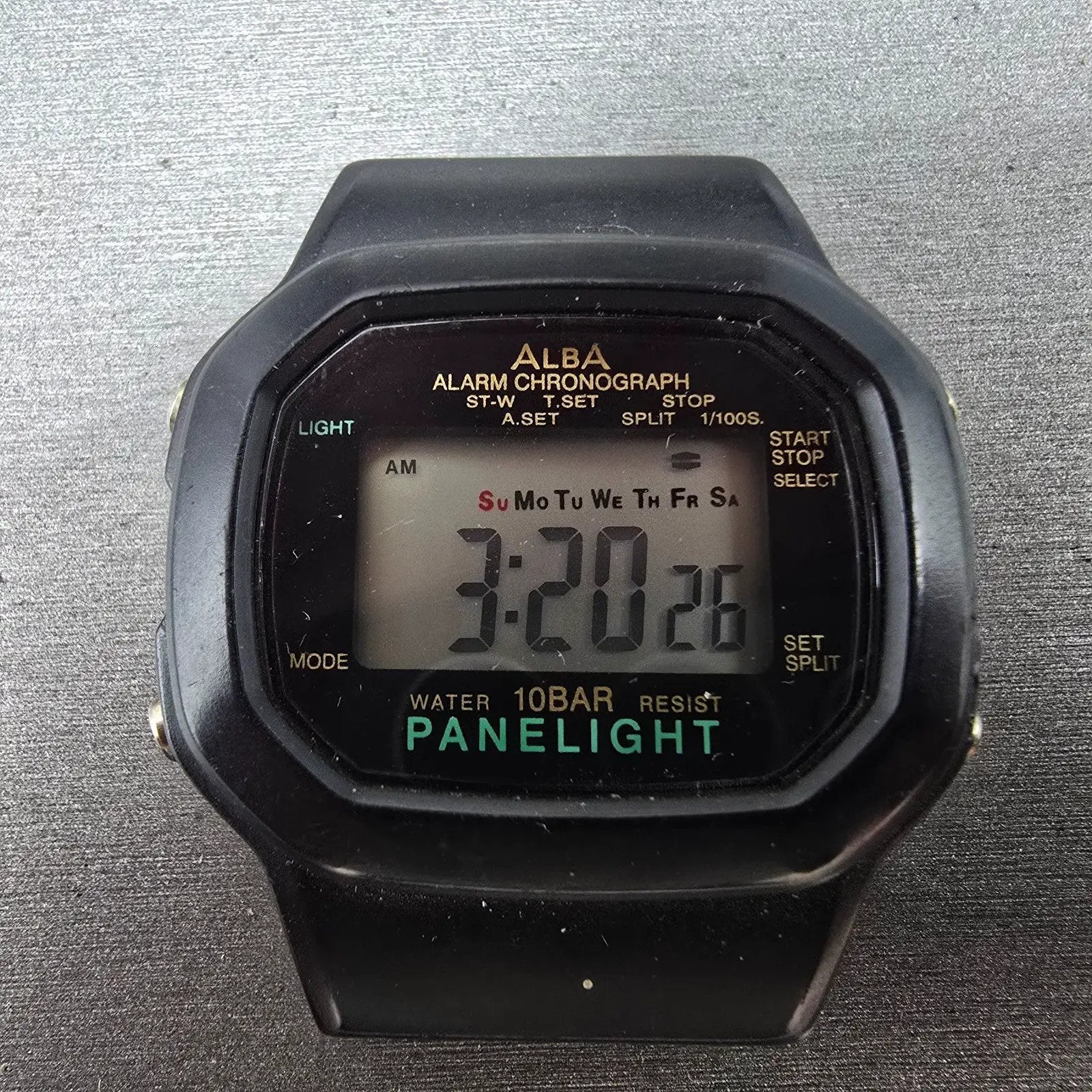 Seiko Alba Watch Men 40mm Black Digital Alarm Chronograph Y735-4A30 New Battery1