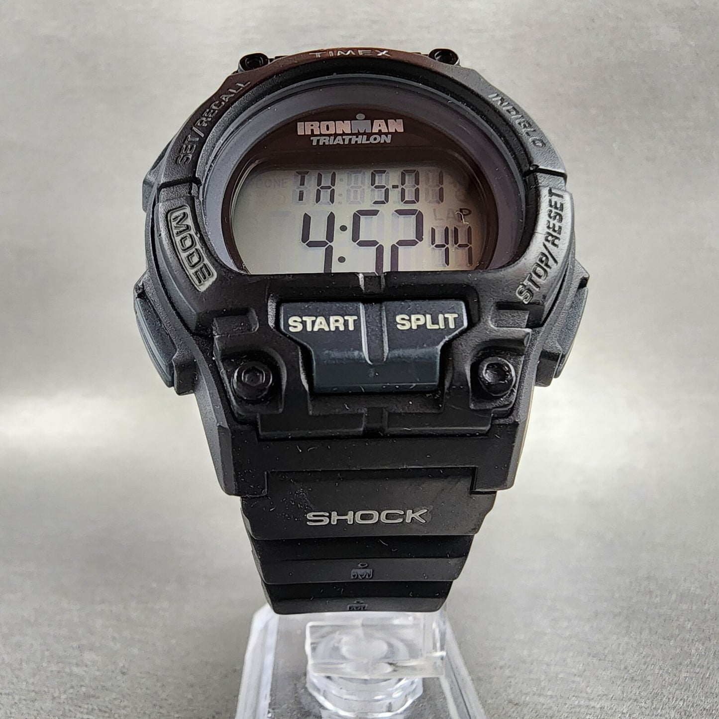 Timex Ironman Watch Men 42mm Digital Black Tone Alarm Chronograph Round New batt