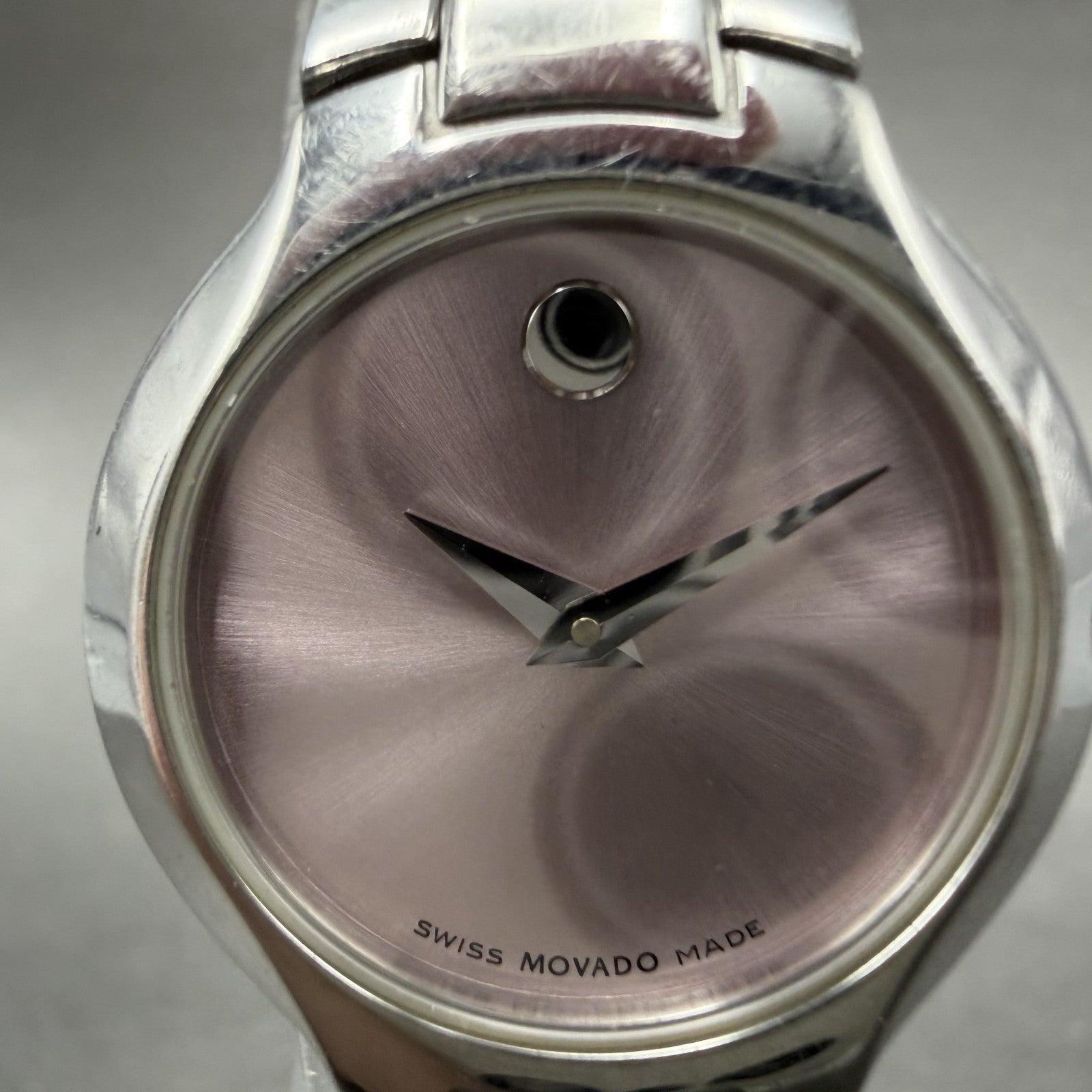 Movado Kara Watch Women 24m Pink Dial Steel Round 84-A1-1846 New Battery ABCD1