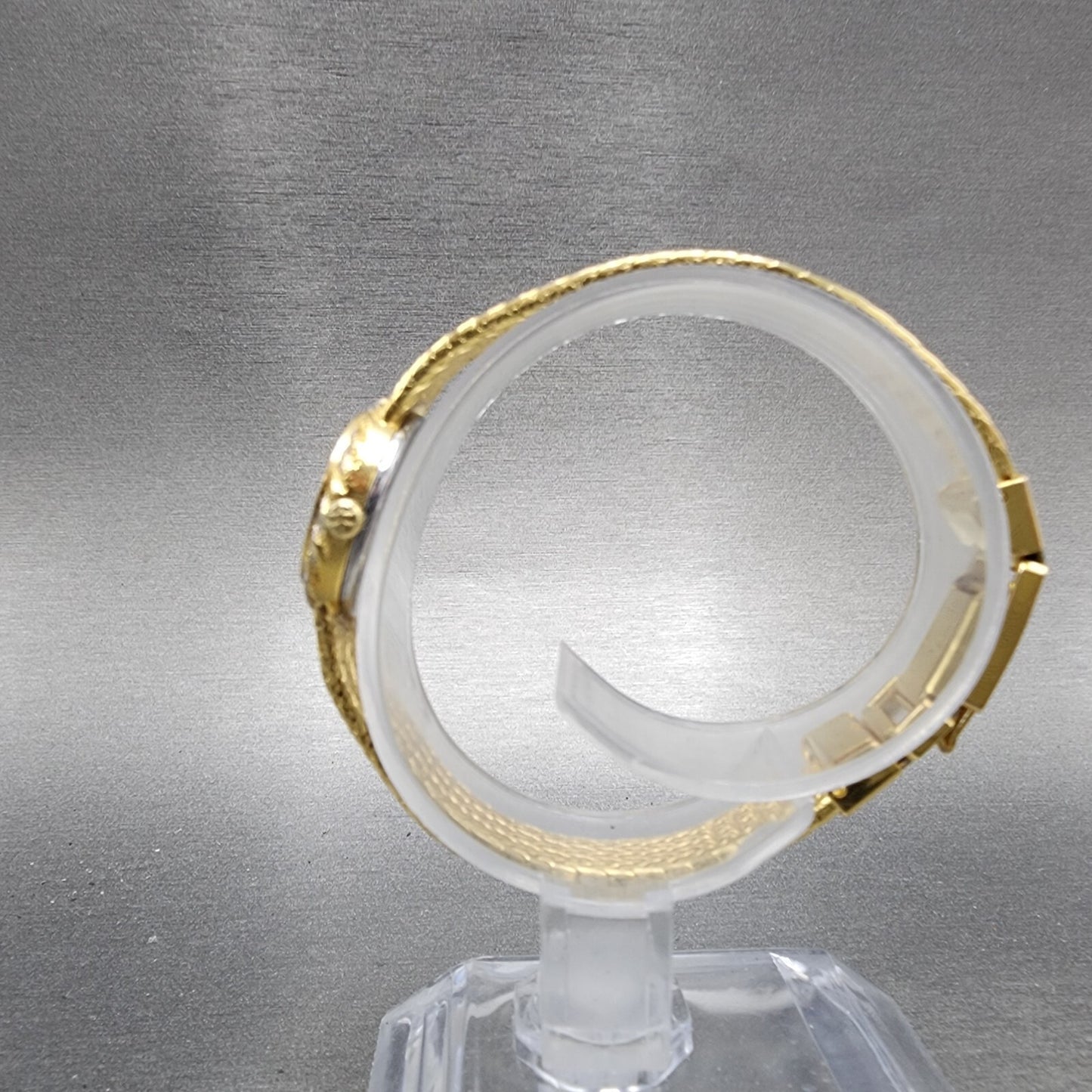 Hamilton Watch Women 19mm Gold Dial Two Tone Round Mesh Band  New Battery6