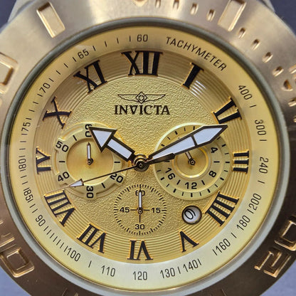 Invicta Pro Diver Watch Men 49mm Gold Dial Gold Date Round 24844 New Battery1