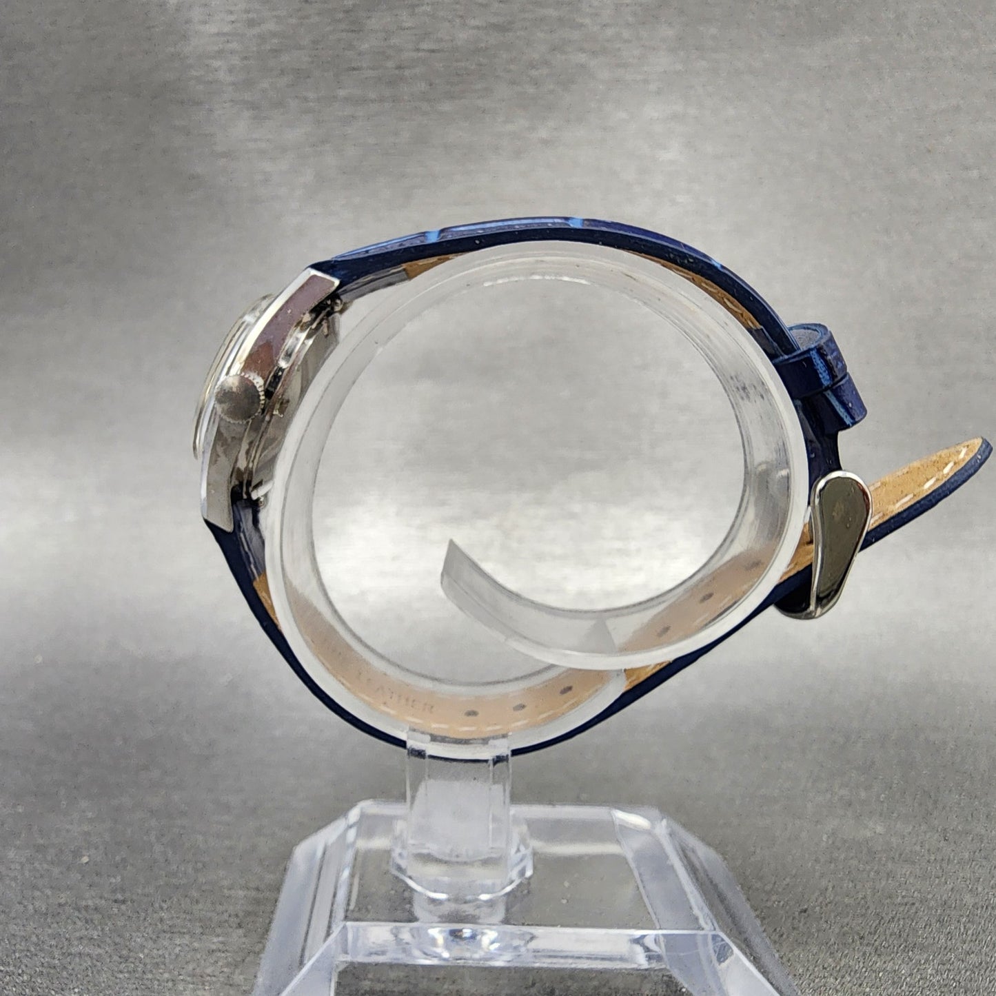 Hamilton Watch Women 23mm Blue Dial Steel Date Round Automatic Round Runs VTG6
