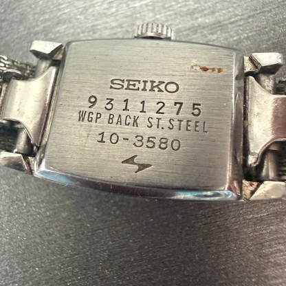 Seiko Watch Women 15mm Silver Dial Silver Tone Rectangle 10-3580 Works10