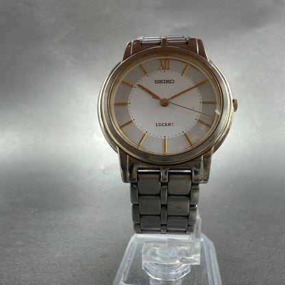 Seiko Lucent Watch Men 32mm White Dial Two Tone Round 5E21-6E90 PARTS6