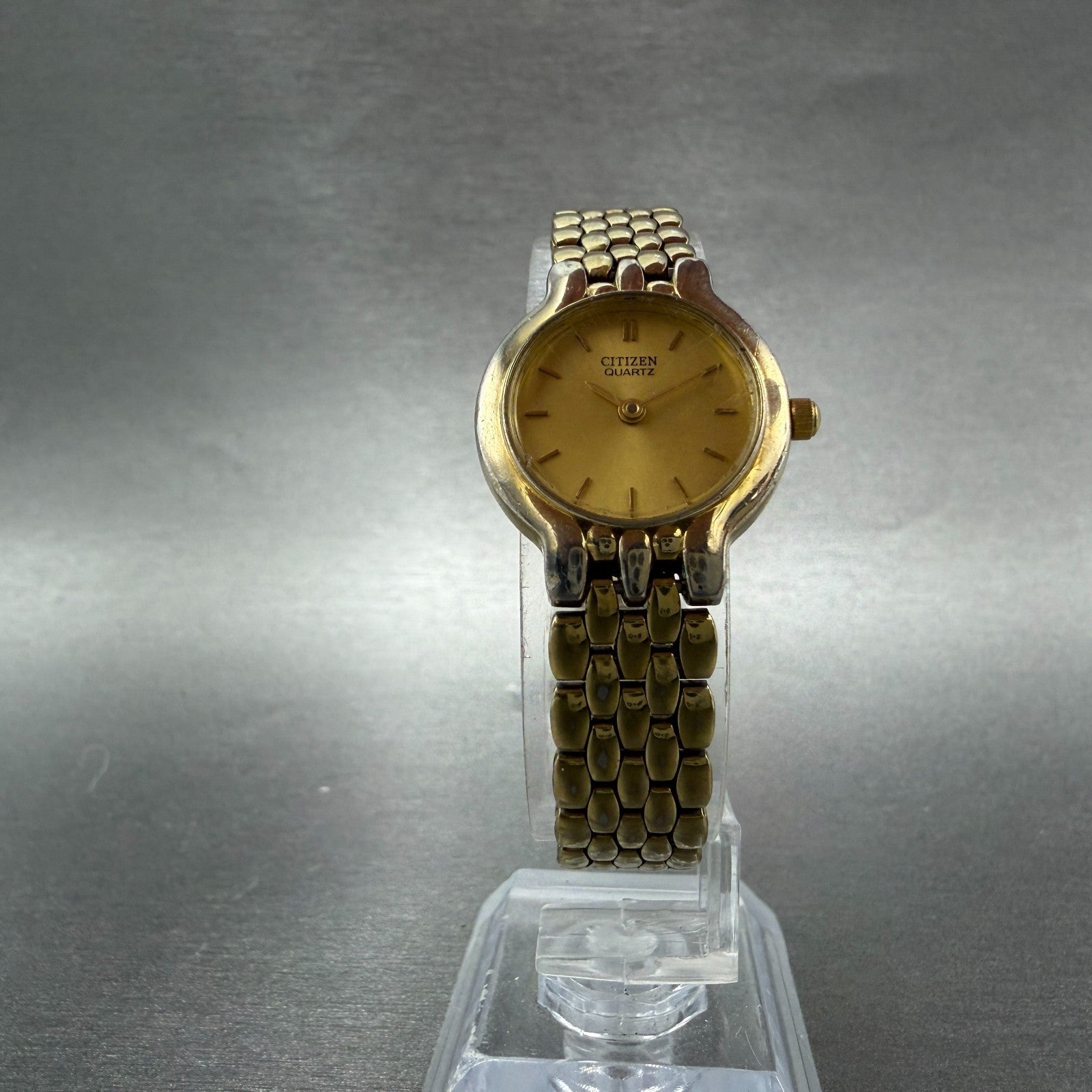 Citizen Watch Women 22mm Gold Dial Gold Tone Round 1020-S54554 New Battery5
