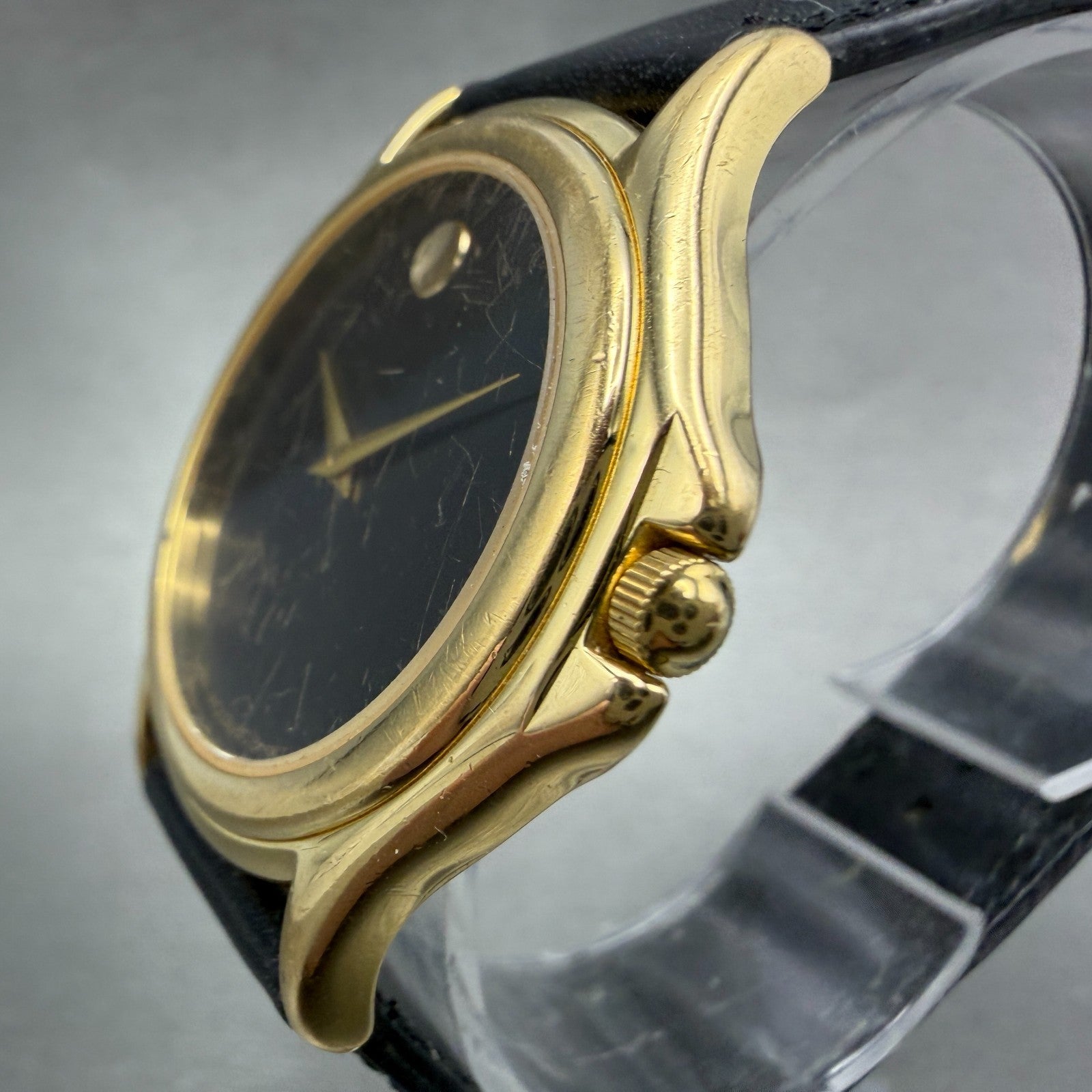 Movado Museum Watch Men 35mm Black Dial Gold Tone Round 87 D1 863 New Battery2