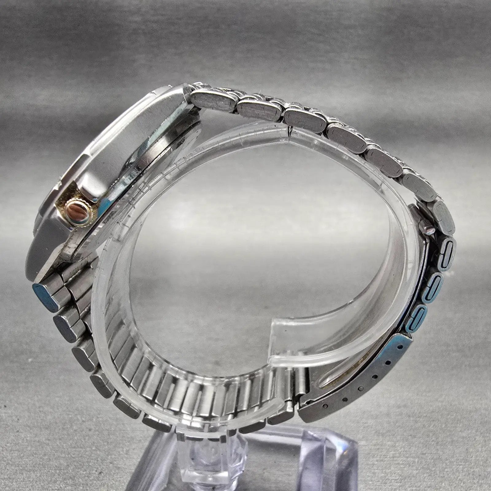 Seiko SQ Watch Men 36mm Silver Dial Silver Tone Daydate Round 5Y23-7029 New Batt7