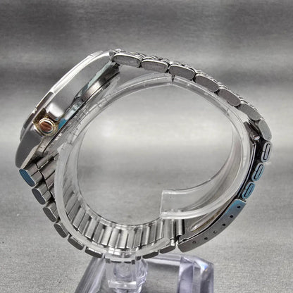 Seiko SQ Watch Men 36mm Silver Dial Silver Tone Daydate Round 5Y23-7029 New Batt7