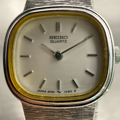 Seiko Watch Women 18mm White Dial Silver Tone Oval 2P20-5600 New Battery Vintage1