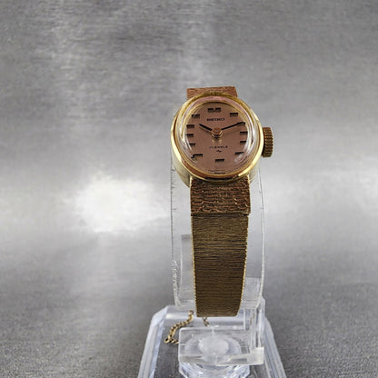 Seiko Watch Women 15mm Champange Dial Gold Plated Oval 117020 Manual Wind Runs5