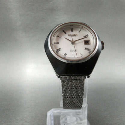 Citizen Automatic 28800 Watch Women 29mm Silver Dial Black Tone 4-691164k Runs