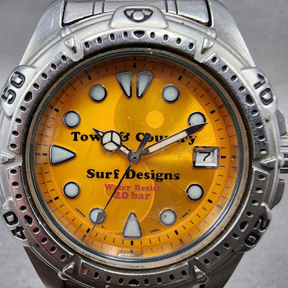 Orient Town & Country Surf Designs Watch Men 36mm Orange Dial Steel Date NewBatt1