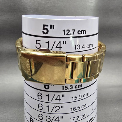 Citizen Watch Men 35mm Gold Dial Gold Tone Gemmed Round 1032-S086248 New Battery9