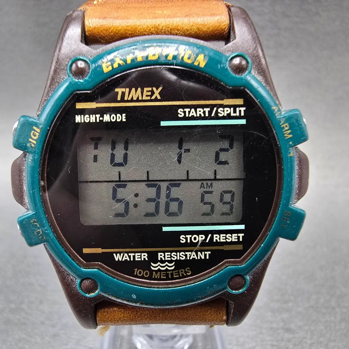 Timex Expedition Watch Men 40mm Digital Brown Green Round Alarm New Battery0
