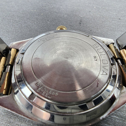 Bulova Accutron Quartz Watch Men 37mm Silver Dial Two Tone DualDay New Battery9