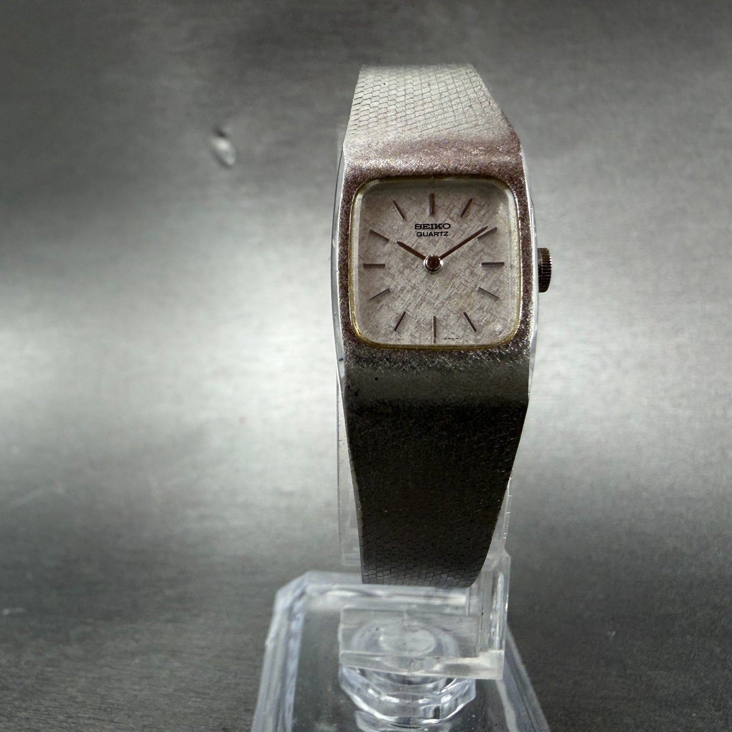 Seiko Tank Watch Women 16mm Silver Dial Silver Tone Rectangle 16-3269 New BattAB5