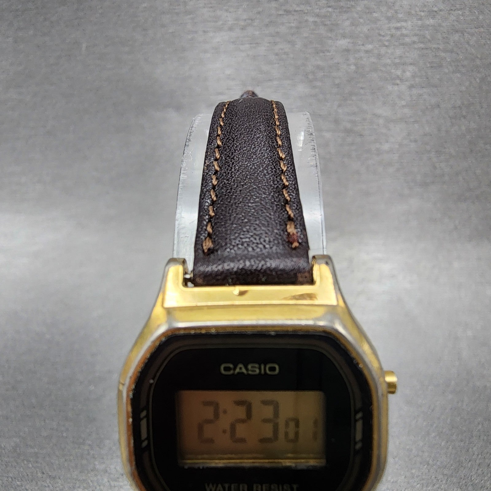 Casio L500 Watch Women 23mm Digital LCD Gold Tone Date Round New Battery VTG4