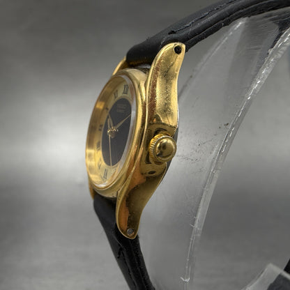 Seiko Watch Women 21mm Black Dial Gold Tone Round 1N01-0E19 New Battery Vintage13