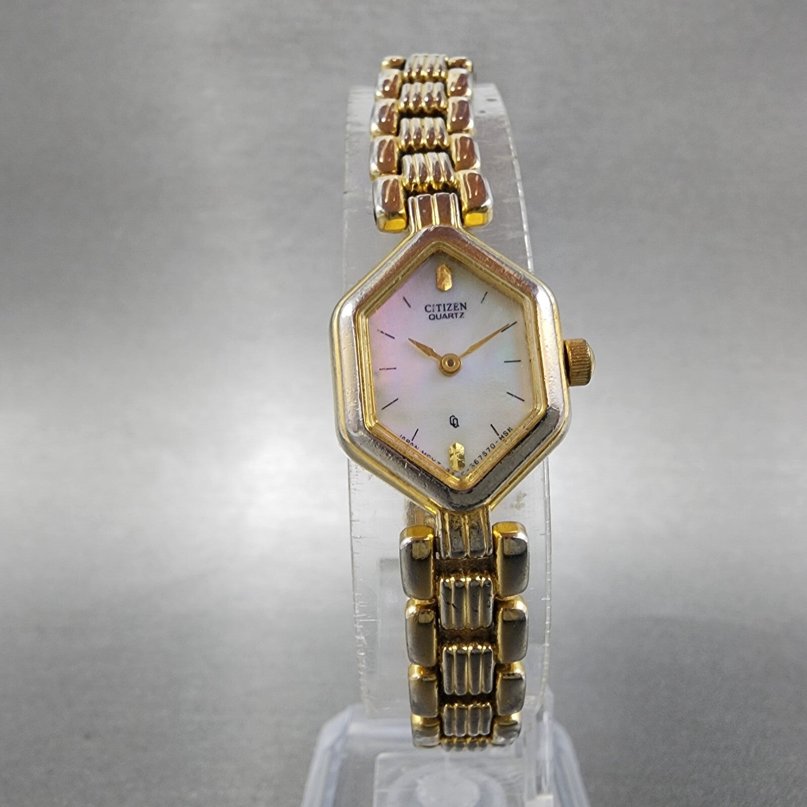 Citizen Watch Women 17mm MOP Dial Two Tone Hexagon 3220s24442 New Battery5