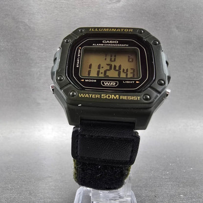 Casio Illuminator W-218H Watch Men 43mm Green Alarm Chrono Digital New Battery5