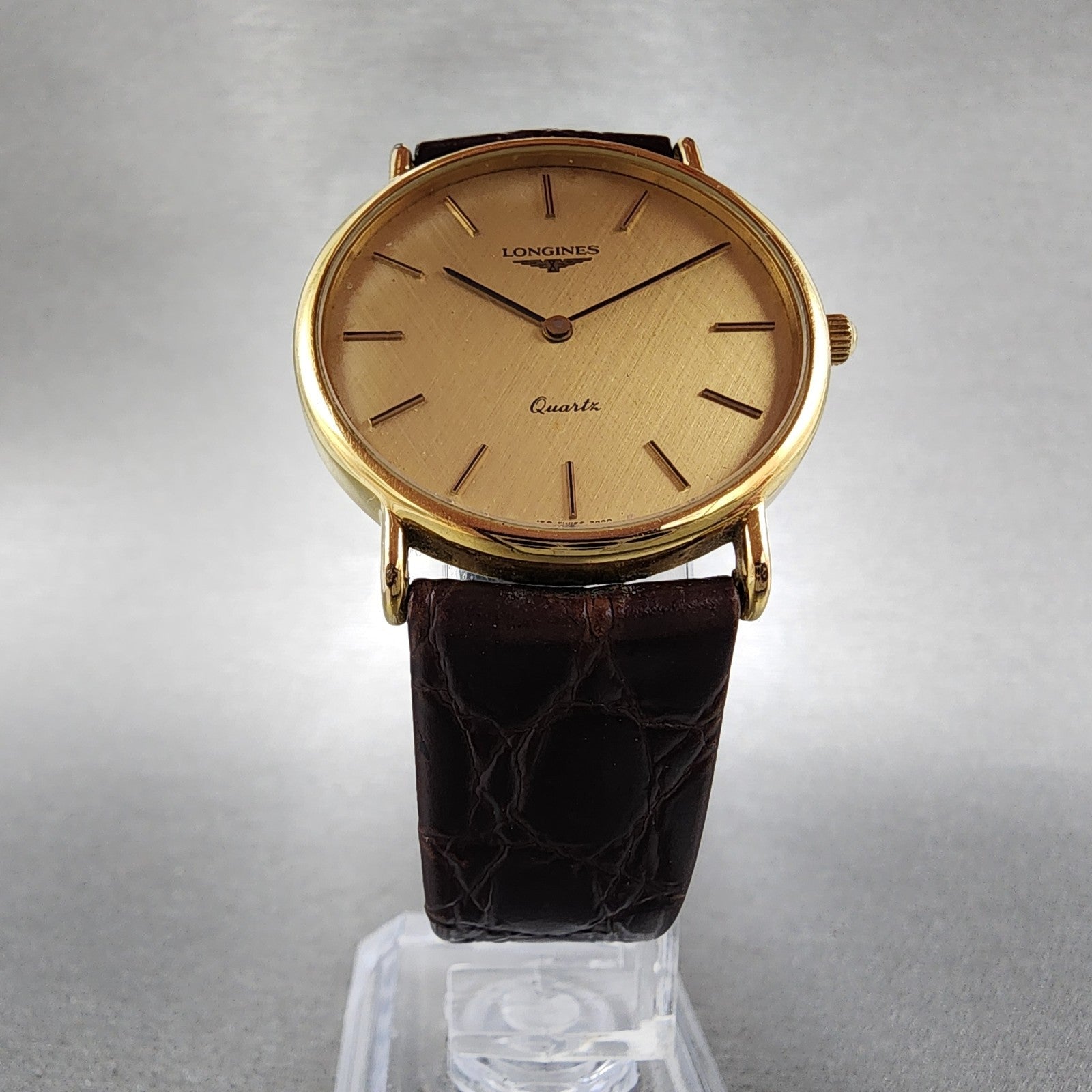 Longines Watch Men 32mm Gold Dial Gold Tone Round 150 7229 New Battery VTG6