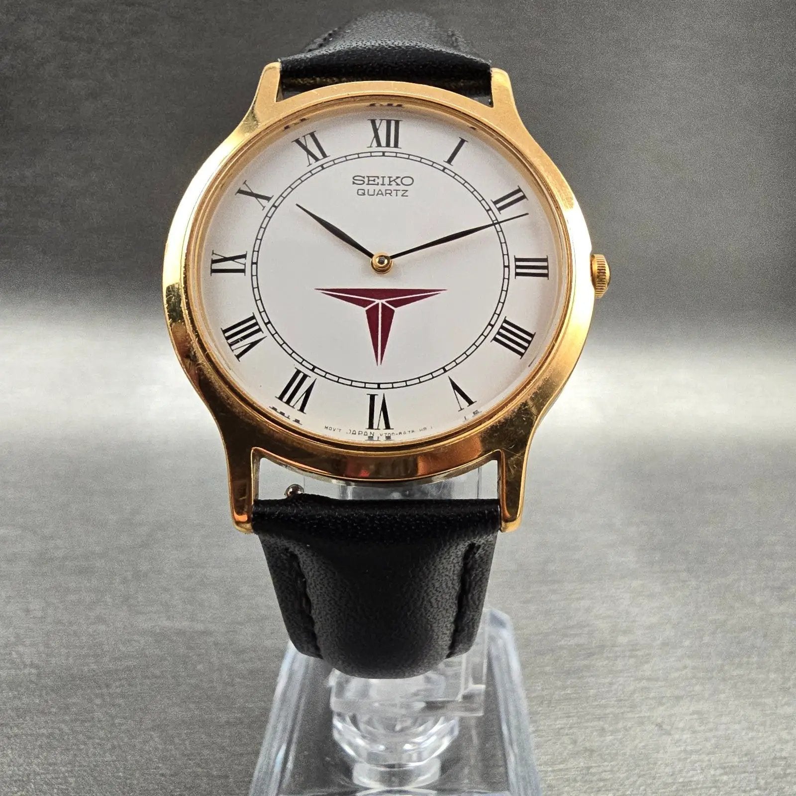 Seiko Watch Men 34mm White Dial Gold Tone Round V700-8A10 New Battery Vintage5