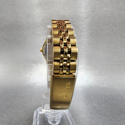 Citizen CQ Watch Women 25mm Champagne Dial Gold Tone Daydate 1002R15101 NewBat7