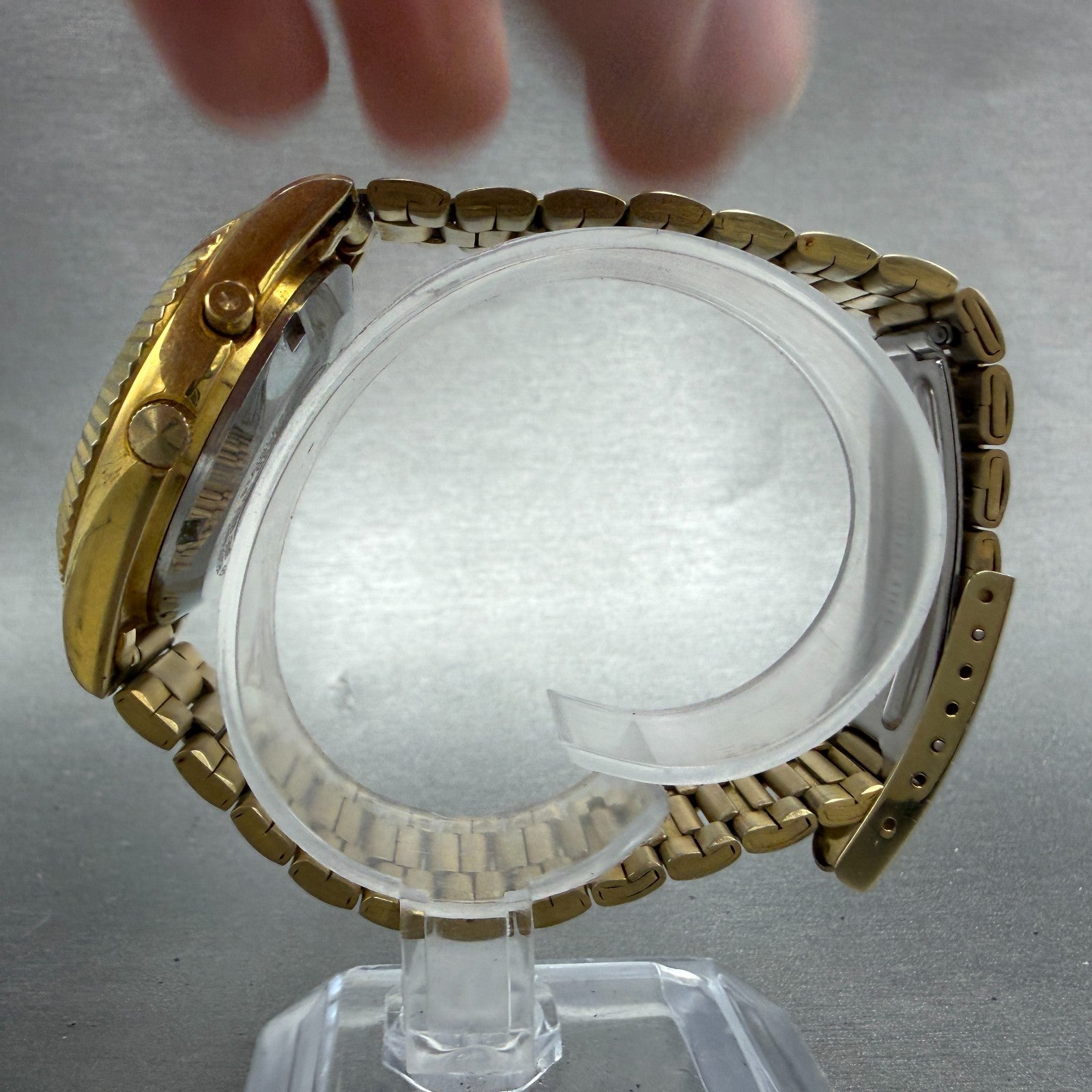 Orient Crystal President Watch Men 36mm Silver Dial Gold Daydate 469KL6-70 PARTS7