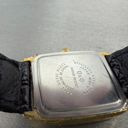 Citizen Q&Q tank Voken Watch Unisex 26mm Gray Dial Gold Tone Rectangle New Batt9