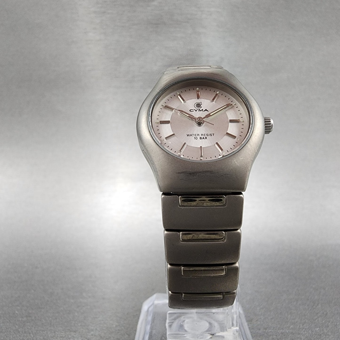 Cyma Watch Women 25mm Silver Dial Titanium Round 820 New Battery Vintage5