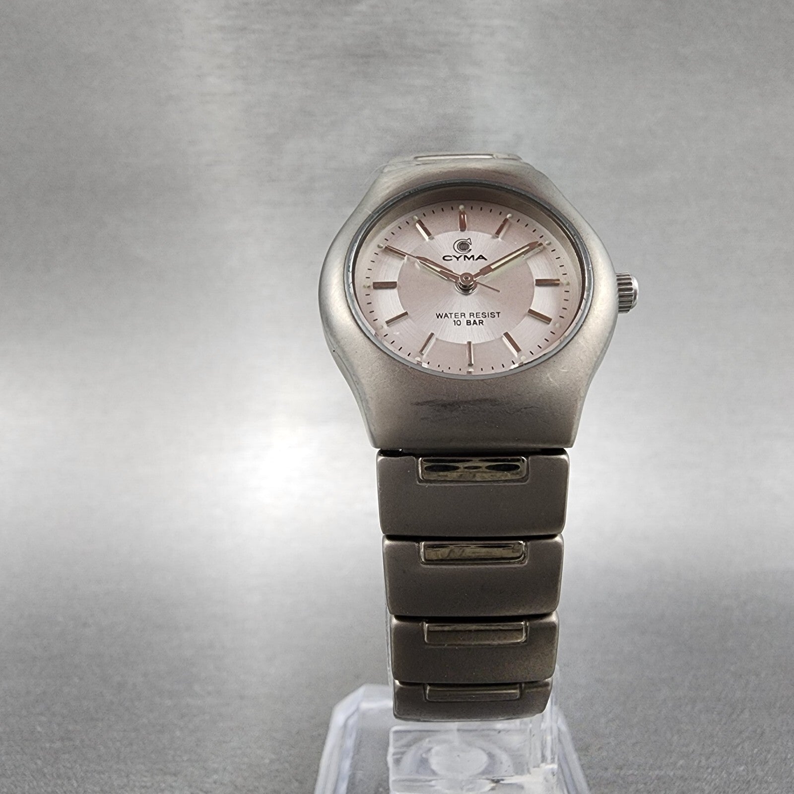 Cyma Watch Women 25mm Silver Dial Titanium Round 820 New Battery Vintage5