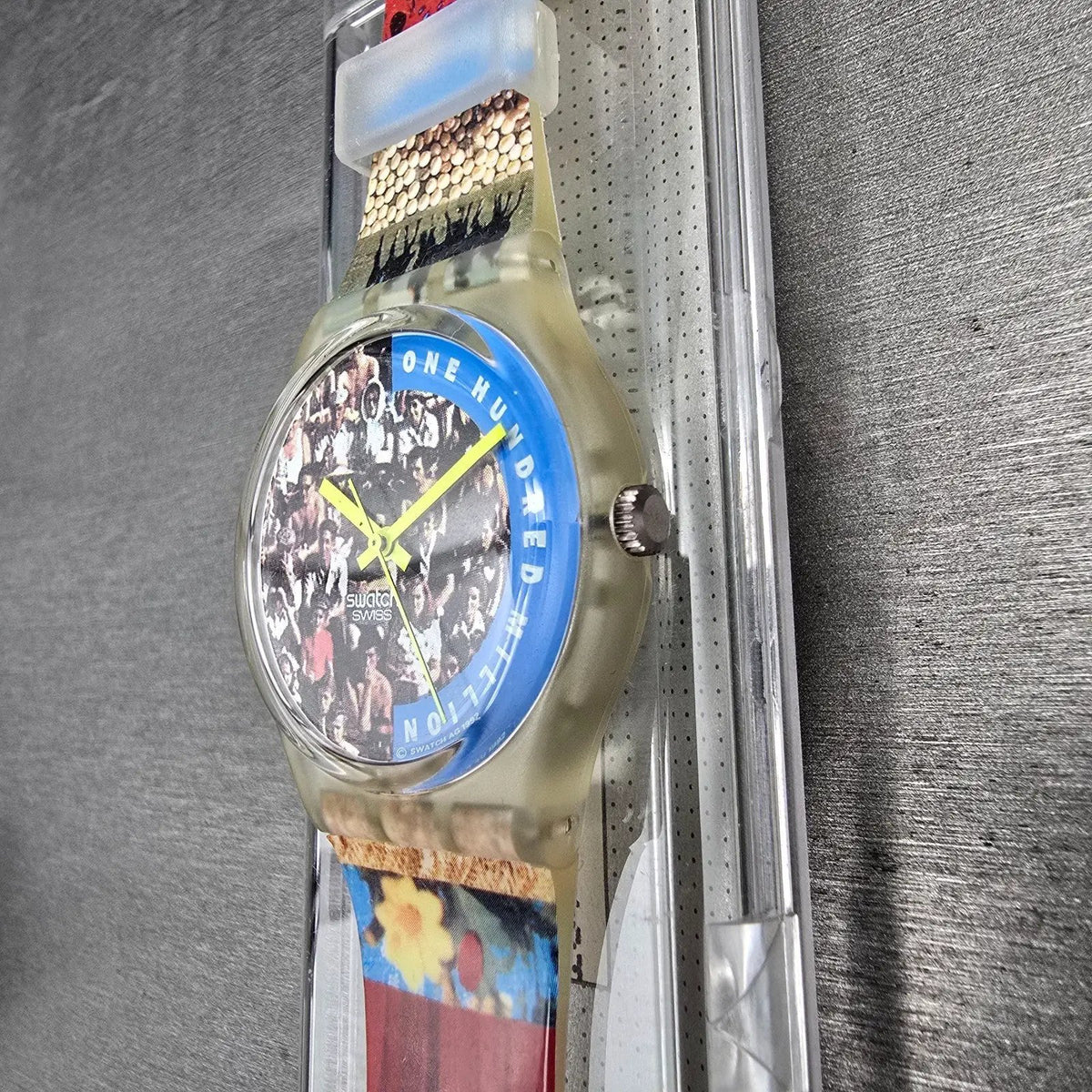 Swatch The People Watch Men 34mm Blue Dial Clear Case GZ126 New Battery NOS4