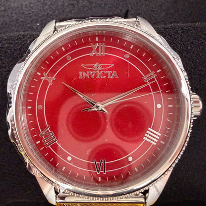 Invicta Celestial Watch Men 43mm Red Dial Silver Round Mesh Band 484841