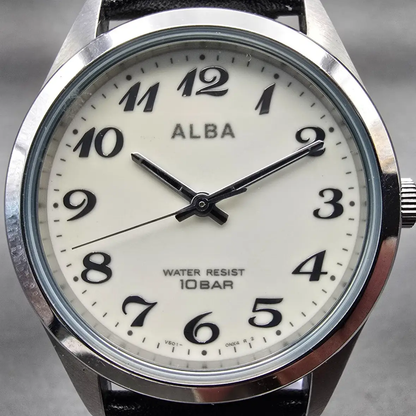 Seiko Alba Watch Men 34mm Luminous Dial Silver Tone Round V601-0EL0 New Battery1