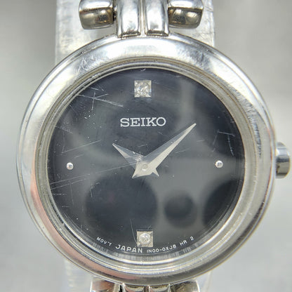 Seiko Watch Women 20mm Black Dial Silver Tone Round 1n000pg0 New Battery1
