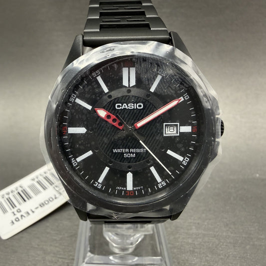 Casio MTP-E700 Watch Men 39mm Black Dial  Black Tone Date Metal Bracelet Round0