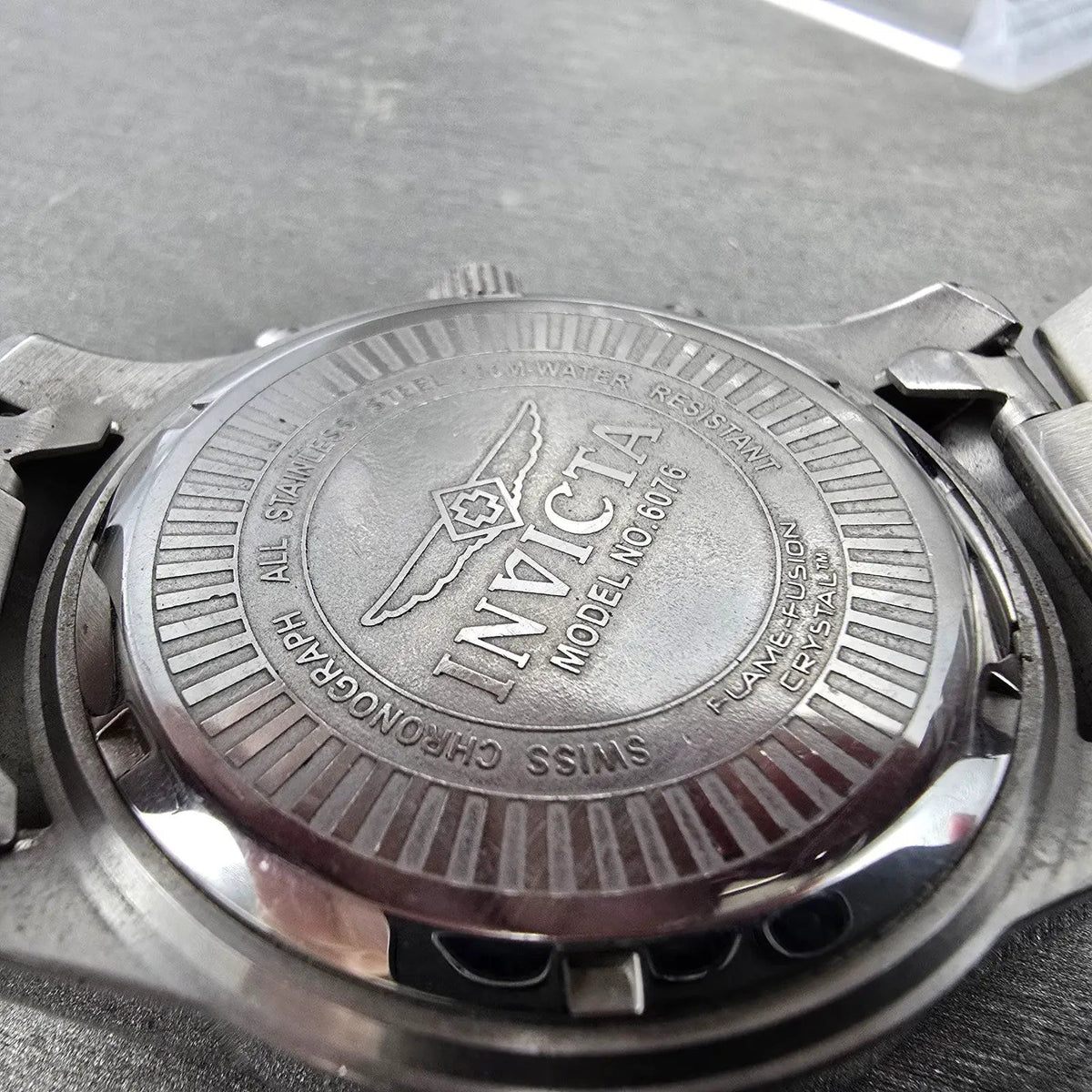 Invicta Chronograph Watch Men 44mm Black Dial Steel Daydate Round New Battery9