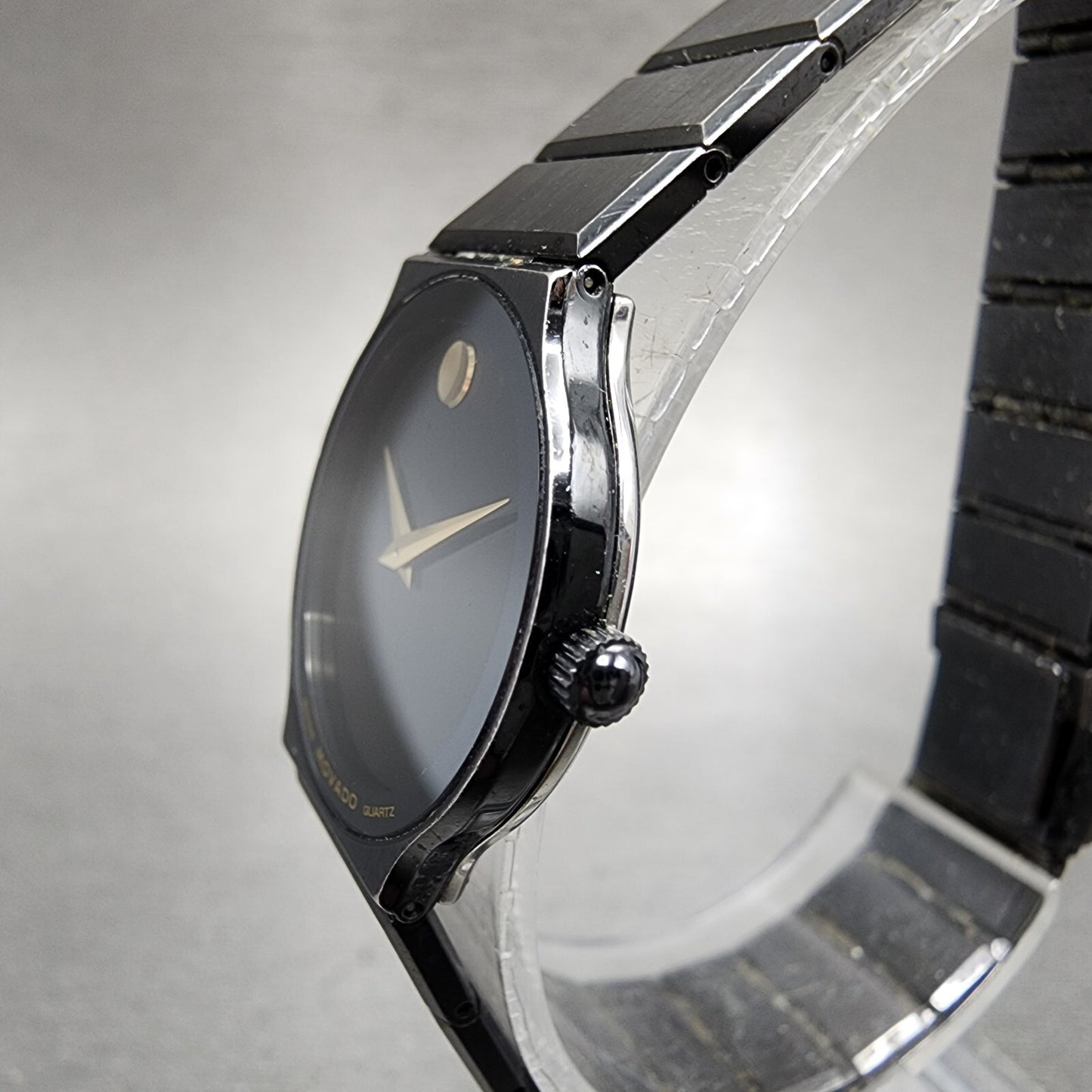 Movado Museum Watch Women 23mm Black Dial Black Tone Round 84 40 881 New BattA112
