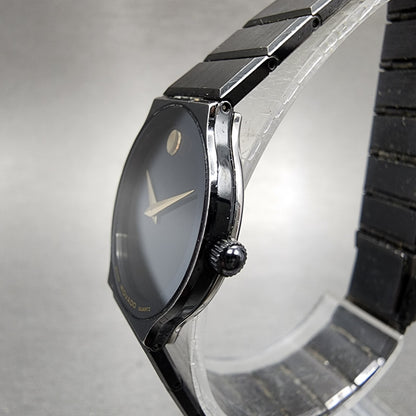 Movado Museum Watch Women 23mm Black Dial Black Tone Round 84 40 881 New BattA112