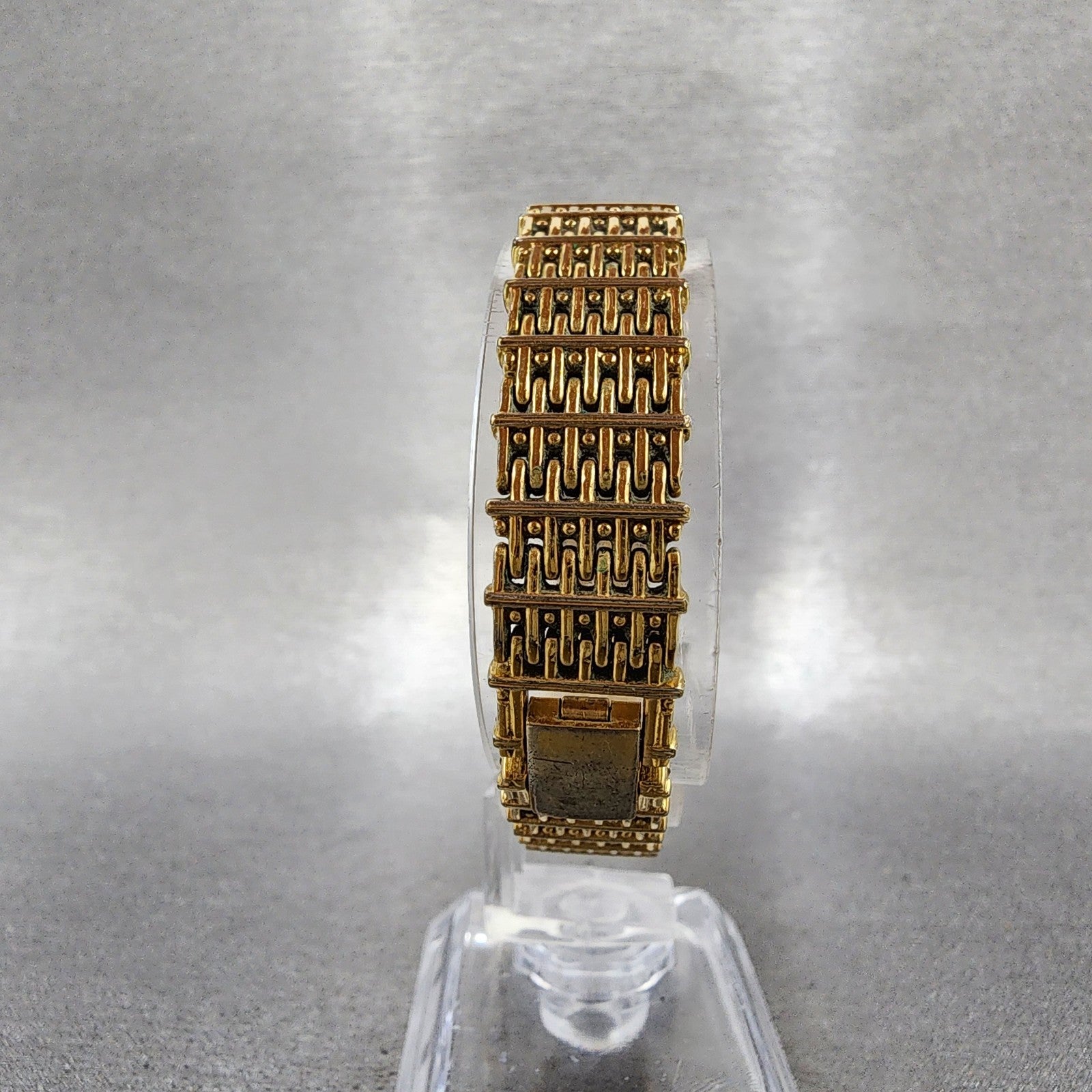 Seiko Tank Watch Women 16mm Champagne Dial Gold Tone 2c205449 New Battery7