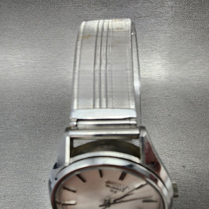 Seiko Quartz QZ Watch Men 36mm Silver Dial Steel Date Round 09228000 PARTS4