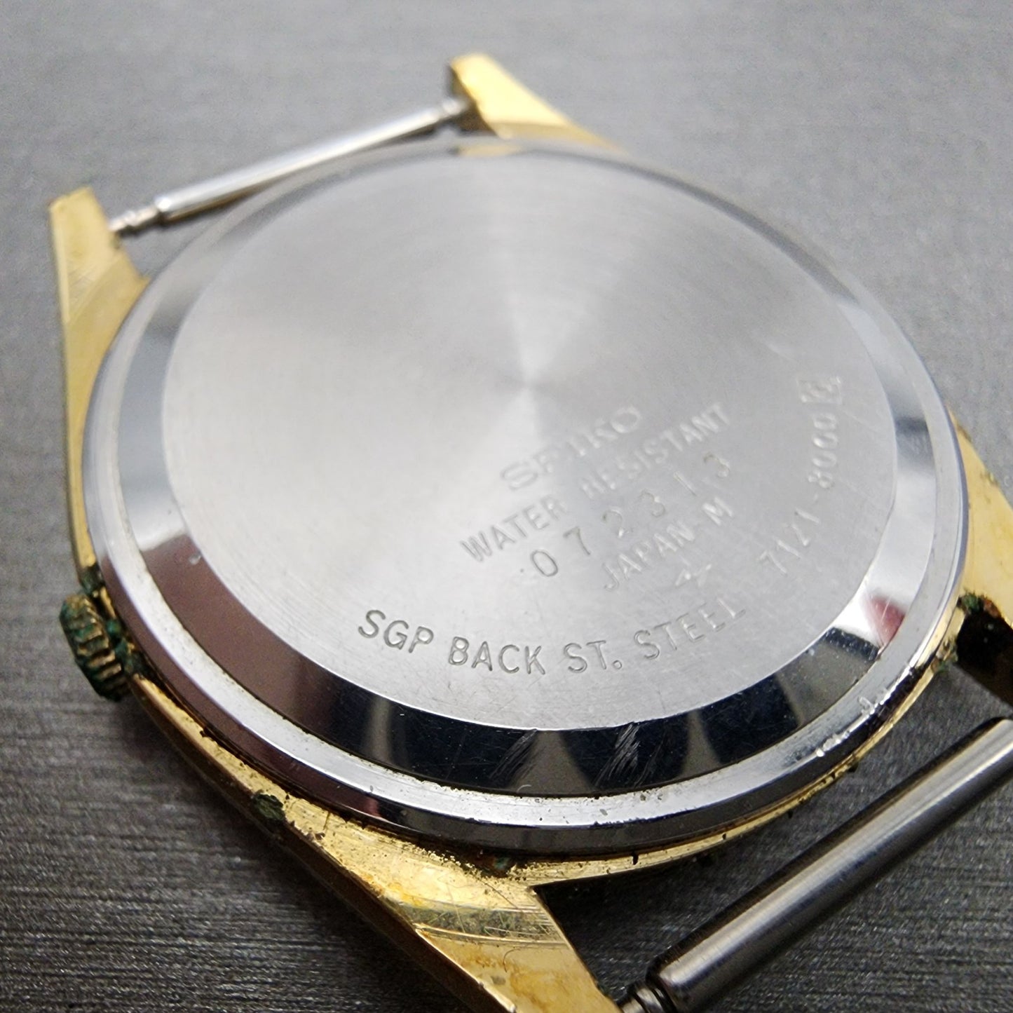 Seiko Watch Men 35mm Champagne Dial Gold Tone Round 71218000 VTG PARTS9