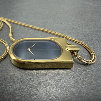 Seiko Necklace Watch Women 20mm Black Dial Gold Tone 23200820 New Battery5