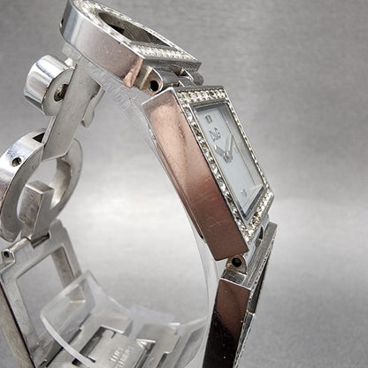 Dolce & Gabbana Tank Watch Women 21mm Silver Dial Steel Crystal Accent New Batt3