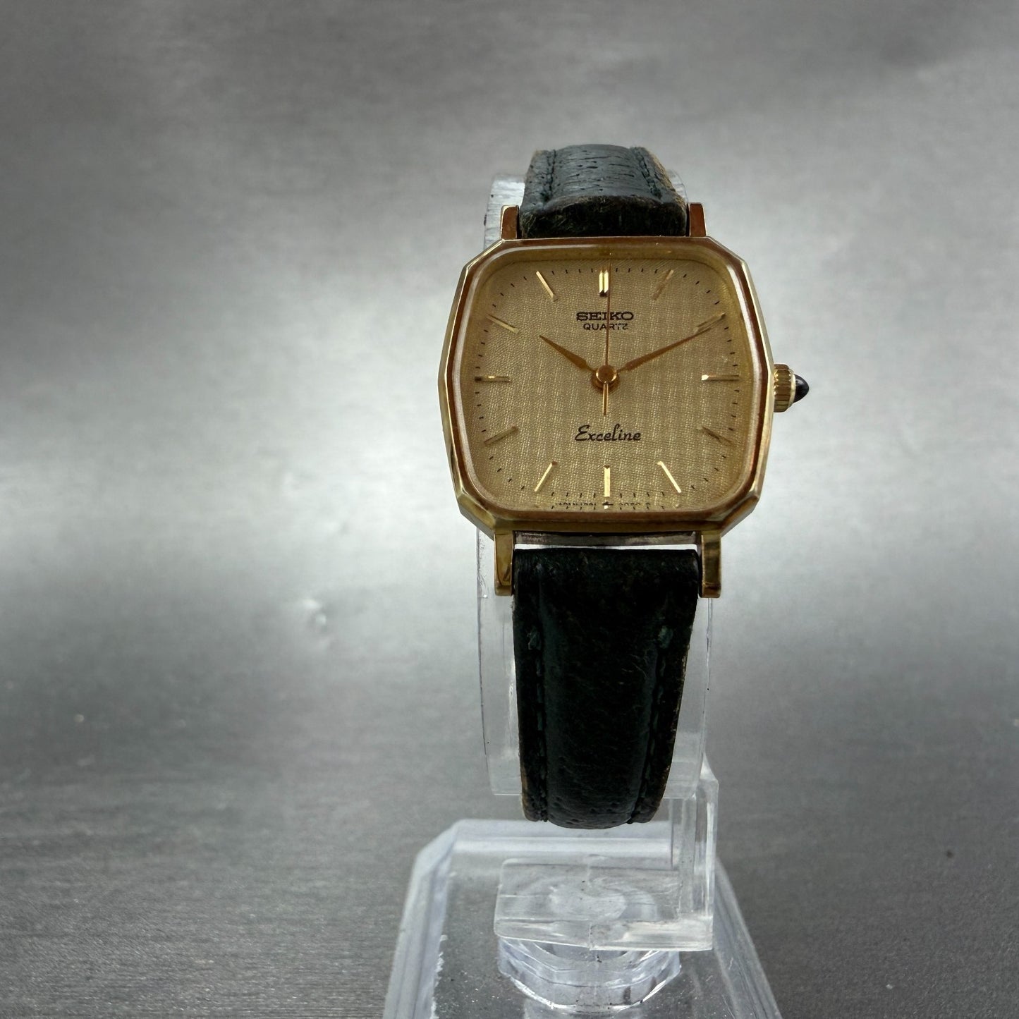 Seiko Exceline Watch Women 21mm Gold Dial Gold Tone Hexagon 1221-5010 New Batt 45