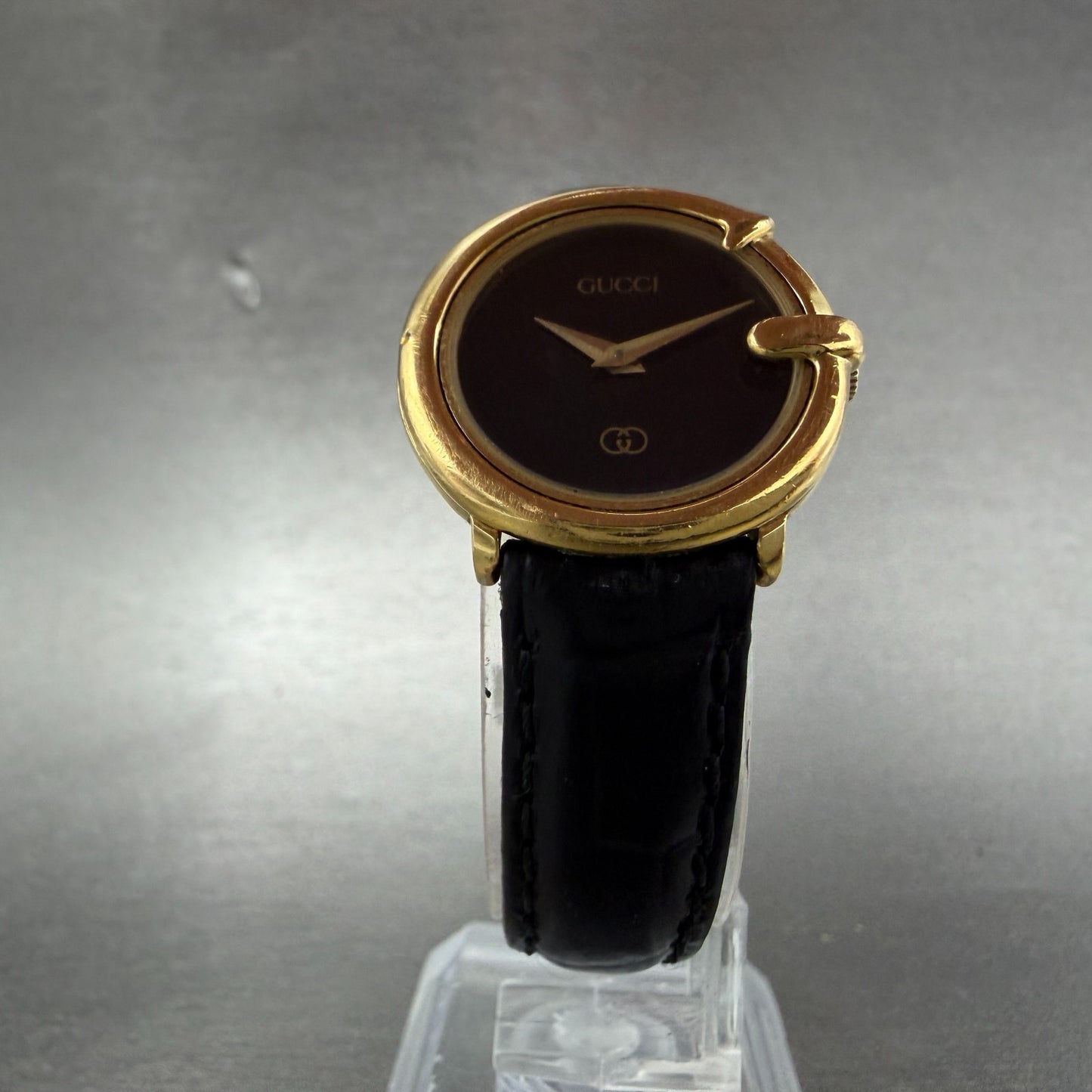 Gucci 3600L Watch Women 25mm Black Dial Gold Plated Round PARTS6