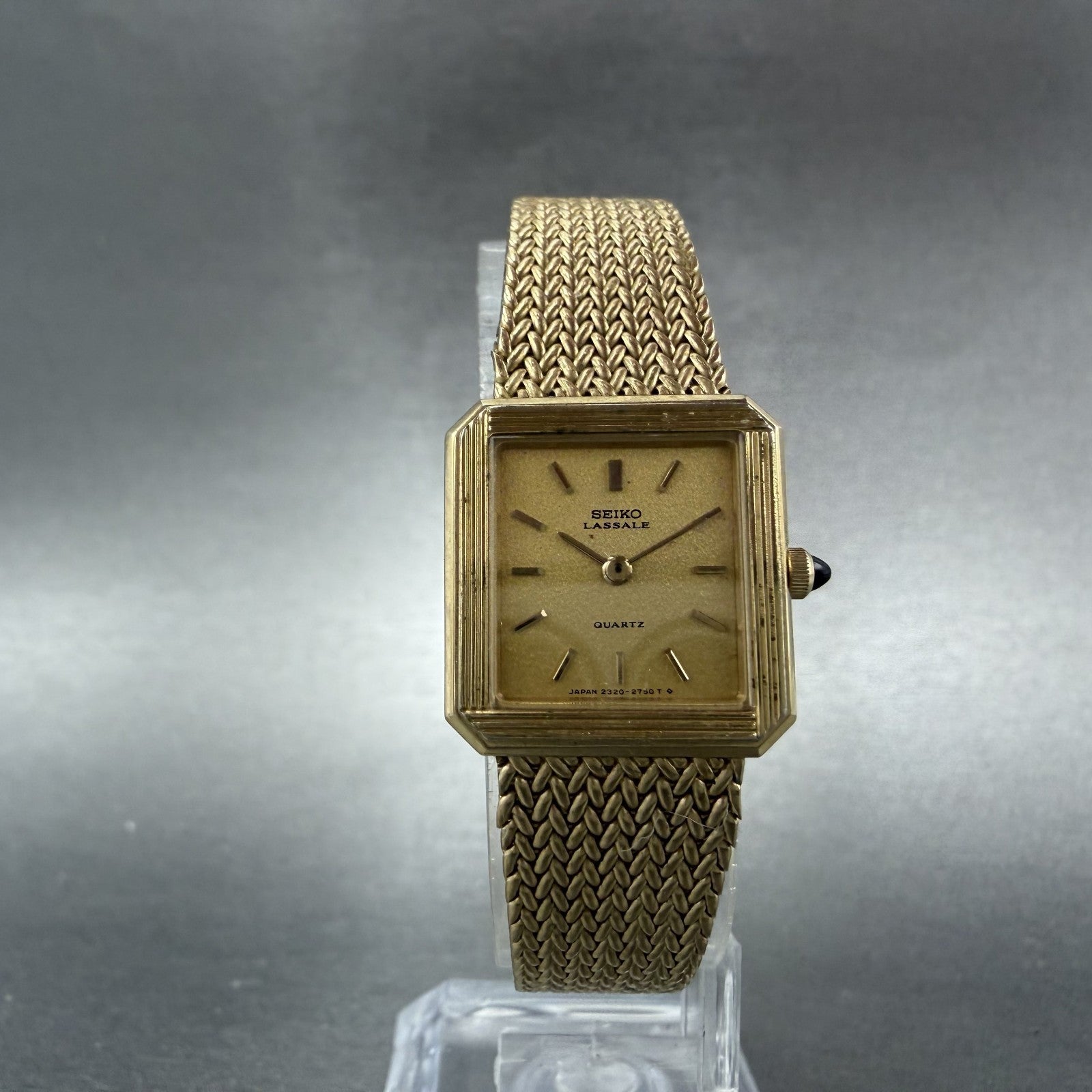 Seiko Lassale Tank Watch Women 20mm Champagne Dial Gold Tone VTG 2320-6039 PARTS6