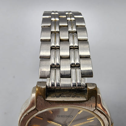 VTG Seiko Watch Women 32mm Gray Dial Silver Tone Round V701-2B50 New Battery