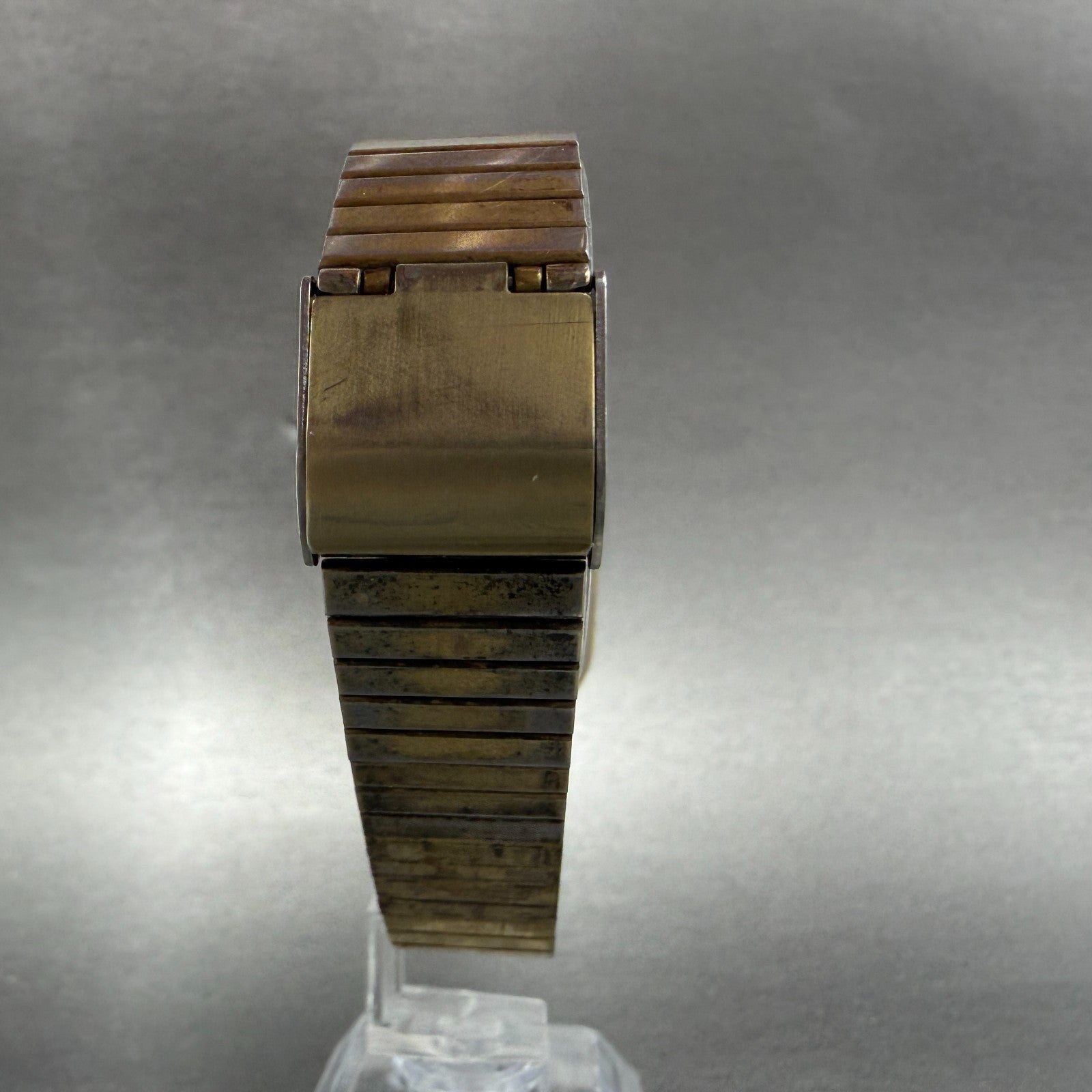 Seiko tank Watch Men 26mm Champagne Dial Gold Tone Rectangle 7430-5309 New Batt7