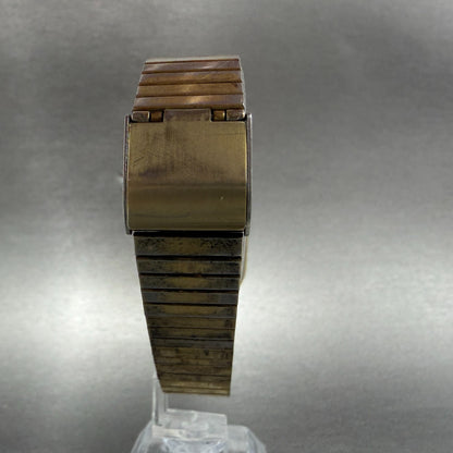 Seiko tank Watch Men 26mm Champagne Dial Gold Tone Rectangle 7430-5309 New Batt7